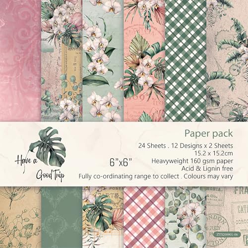 PLUSHCEWT 24 Blätter Scrapbook Papier, 6“ x 6“ Scrapbooking Cardstock Papier, Muster Papier Set Handgemachtes Strukturiertes Papier DIY dekorative Karte Papier für Scrapbooking Kunsthandwerk Kunst (B) von PLUSHCEWT