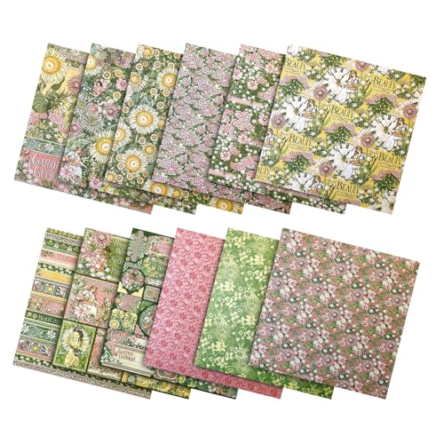 PLUSHCEWT 24 Blätter Scrapbook Papier, 6“ x 6“ Scrapbooking Cardstock Papier, Vintage Garden Forest Pattern Papier Set Handgemachtes Papier DIY Dekorative Karte Papier für Scrapbooking Fotoalbum (A) von PLUSHCEWT