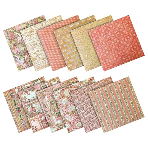 PLUSHCEWT 24 Blätter Scrapbook Papier, 6“ x 6“ Scrapbooking Cardstock Papier, Vintage Garden Forest Pattern Papier Set Handgemachtes Papier DIY Dekorative Karte Papier für Scrapbooking Fotoalbum (B) von PLUSHCEWT