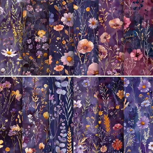 PLUSHCEWT 24 Blatt 6"x6" Florales Scrapbook Papier, Elegantes Vintage-Blumenmuster Dekorpapier für DIY Scrapbooking, Kartenherstellung, Kunsthandwerk Fotoalben Journale Geschenkverpackung (Lila) von PLUSHCEWT