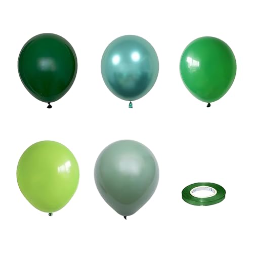 PLUSHCEWT 60 Stück 12inch Luftballons Latex Ballons mit 2 Stück Tapes Lila Grün Blau Verschiedene Schattierungen Ballon für Geburtstagsfeier Dekorationen Hochzeit Braut Dusche Baby Shower (Grün) von PLUSHCEWT