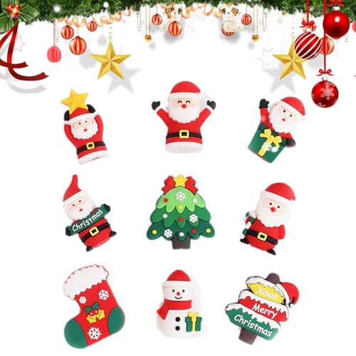 PLUSHCEWT 9 Stück Weihnachten Cupcake Topper Weihnachten Kuchen Dekorationen Merry Christmas Kuchen Topper Santa Weihnachtsbaum Geschenk für Weihnachtsfeier Urlaub Zubehör von PLUSHCEWT