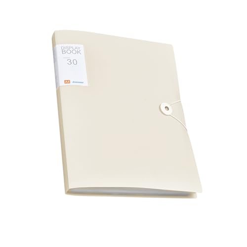 PLUSHCEWT A4 Präsentationsmappe Frosted, 30 Taschen Präsentationsbuch Projektordner mit Plastikhüllen und Sicherheitsband, Ideal für Schule und Büro (Beige) von PLUSHCEWT