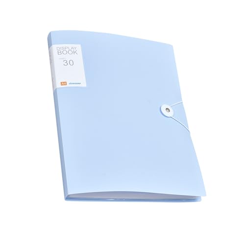 PLUSHCEWT A4 Präsentationsmappe Frosted, 30 Taschen Präsentationsbuch Projektordner mit Plastikhüllen und Sicherheitsband, Ideal für Schule und Büro (Blau) von PLUSHCEWT