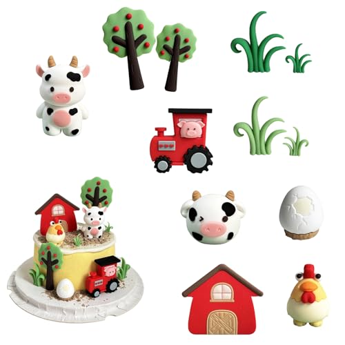 PLUSHCEWT Niedliche Dschungel Tiere Kuchen Dekoration, Tiere Kuchen Topper, 3D Tiere Kuchen Dekorationen Woodland Tiere Party Supplies Dschungel Tier Cupcake Toppers Kuchen Dekorationen Party (A) von PLUSHCEWT