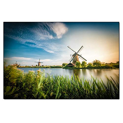 PLdeqth Diamond Painting Strass Stickerei Hause Wanddekoration DIY 5D Mosaik Kreuzstich Kit Voller Diamanten Kunst Handwerk Windmühle Landschaft, 60X40Cm von PLdeqth