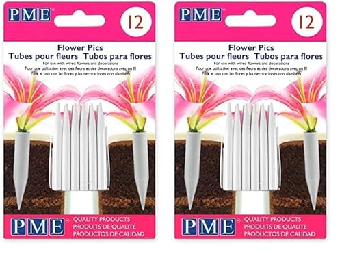 PME Cake Small Company Kleine Blumenstiele, Kunststoff, Weiß, 0.5 x 0.5 x 5 cm, 12-Einheiten (Packung mit 2) von PME