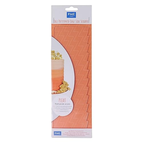 PME PS62 Tall Patterned Edge Side Scraper for Cake Decorating-Pleat Hoge Zijschraper met Randpatroon - Falte, Lebenmittelacryl, durchsichtig von PME