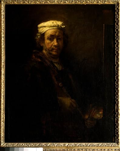 PMEFGJDPE Bekannt Leinwand Wandkunst Malerei Wandkunst Selbstporträt an der Staffelei. von Rembrandt Van Rijn Mode Leinwand Malerei für Office Home Decor 60x90cm von PMEFGJDPE