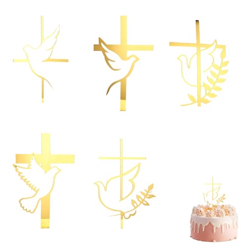 Erstklassige Taufe Tortendeko & Erstkommunion Tortendeko – Schöne Deko Taufe, Taufdeko Kind, Cake Topper Kommunion – Friedenstaube Kreuz Tortendeko, Perfekt für Taufe Deko und Firmung Torten von PMELCXD