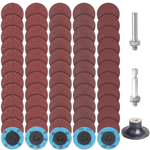 PMIQSA 63 Stück Schleifscheiben Set, 2 Zoll (50mm) Roloc Schnellwechsel Scheiben, Körnung 36/60/80/120/240, für Stabschleifer Oberflächenentrostung, Schleifen, Polieren, Rostfarbe PMIQSA 63 Stück Schleifscheiben Set, 2 Zoll (50mm) Roloc Schnellwechsel Scheiben, Körnung 36/60/80/120/240, für Stabschleifer Oberflächenentrostung, Schleifen, Polieren, Rostfarbe von PMIQSA