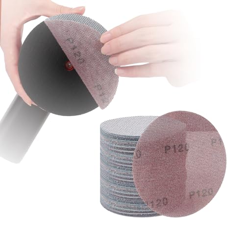 PMIQSA 50 Stück Schleifpapier 125 mm Klett, Schleifgitter Schleifscheibe 120 Körnung für Auto Metall Holz Exzenterschleifer und Trockenbauschleifer PMIQSA 50 Stück Schleifpapier 125 mm Klett, Schleifgitter Schleifscheibe 120 Körnung für Auto Metall Holz Exzenterschleifer und Trockenbauschleifer von PMIQSA