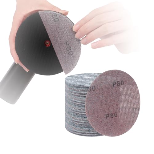 PMIQSA 50 Stück Schleifpapier 125 mm Klett, Schleifgitter Schleifscheibe 80 Körnung für Auto Metall Holz Exzenterschleifer und Trockenbauschleifer PMIQSA 50 Stück Schleifpapier 125 mm Klett, Schleifgitter Schleifscheibe 80 Körnung für Auto Metall Holz Exzenterschleifer und Trockenbauschleifer von PMIQSA
