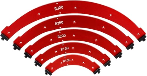 Runde Eckradius-Schablonen für Holzbearbeitung, 5-teilig, Aluminiumlegierung, inkl. R100, R150, R200, R250, R300, Radiusvorrichtung für Holzbearbeitung, Schrank, Kleiderschrank von PMMJ