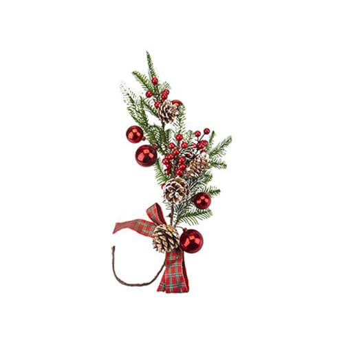 Festive Christmas Berry Pine Drop mit eleganter Schleife, 50 cm, Grün & Rot, Urlaubsdekoration, perfekt für Hauseingänge, Türen und Kaminsims (1 Stück) von PMS