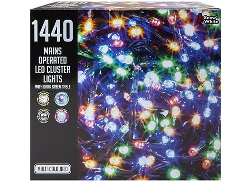 Mehrfarbige netzbetriebene 1440 LED-Cluster-Lichter mit Speicher und Timer (1 Box mit 1440 Stück) – atemberaubendes Design, perfekt für Feiertage, Feiern und mehr von PMS