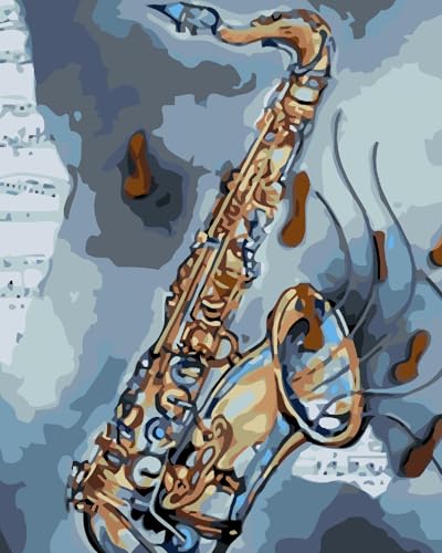 PNDGMCSY DIY Digital Ölgemälde nach Zahlen Kit Musik Saxophon Malen nach Zahlen für Erwachsene Kinder Leinwand Geburtstag Hochzeitsgeschenk Dekorationen 40X50Cm von PNDGMCSY