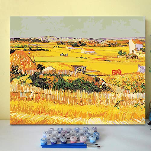 PNDGMCSY DIY Malen Nach Zahlen Ölgemälde Vorgedruckt Leinwand Geschenk für Erwachsene Kinder Home Haus Dekor Van-Gogh-Ernte-Weizen-Feld -40x50cm von PNDGMCSY