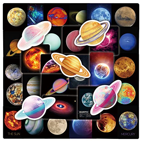 PNGIF Weltraumplanet Sticker 50 Stück Wasserfeste Vinyl Sternenhimmel Aufkleber für Laptop Koffer Notebook Scrapbook Journal MacBook Tablet Motorrad Helm Kühlschrank von PNGIF