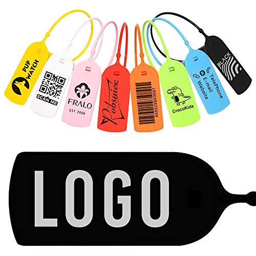 Pobsuier® 100 Personalisiert Warenanhänger aus Kunststoff Personalisierte Sicherheitsetiketten mit logo oder Text für Kleidung Schuhe 200mm von POBSUIER