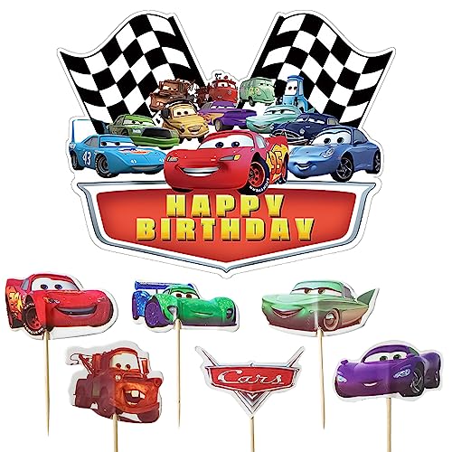 49 Stück Auto Kuchen Deko, Tortendeko Karikatur Cake Topper Cupcake Deko, Mädchen-Jungen-Geburtstagskuchendekoration für Kinder Geburtstag Baby Dusche Home Gathering von POCHY