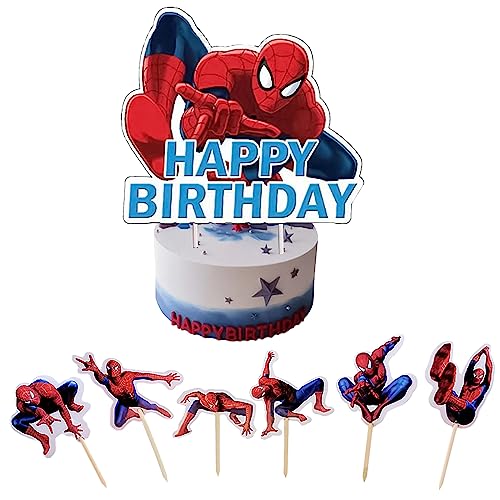 49 Stück Spinne Kuchen Deko, Spider Tortendeko Karikatur Cake Topper Cupcake Deko, Mädchen-Jungen-Geburtstagskuchendekoration Kinder Geburtstag Baby Dusche Home Party von POCHY