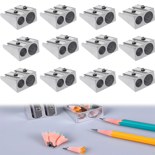 Magnesium Pencil Sharpener, with 2 Holes Manual Pencil Sharpener, Makeup Pencil Sharpener for Schools, Offices, Homes, Art Projects (12pcs) von POCHY