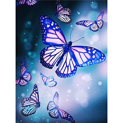 Schmetterling 5D Diamond Painting Set für Erwachsene, POENOEN DIY Bilder Diamant Malerei Kits für Kinder, Runder Steine Diamond Art für Zuhause Dekor/Weihnachten (30x40cm) von POENOEN