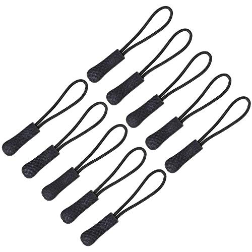 POFET 10 Stück Zip Tags Cord Pulls Zipper Extension Zip Slider Schwarz von POFET