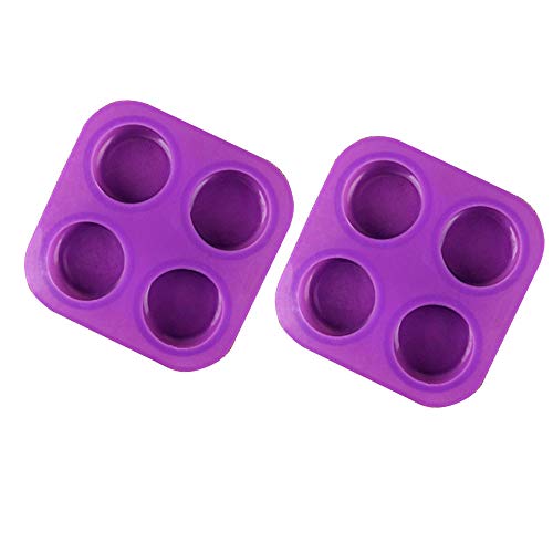 POFET Zylinder-Silikonform, 2 Packungen 4 Mulden, 5,1 cm, runde Zylinderform für Cupcakes, handgefertigte Seifenformen, Muffins, Kuchen, Käsekuchen, Brownie, Schokoladenabdeckung von POFET