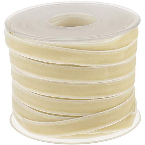 POFET 20 Yard 10mm breite Samtbandrolle für Basteldekoration - Beige von POFET