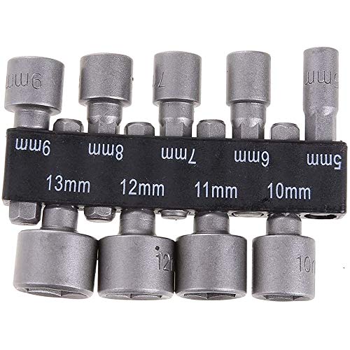 POFET 9 Stück/Set 5mm-13mm 1 / 4inch DIY Sechskantschaft Sockel Hülsen Düsen Mutter Treiber Bit Set Bohrer Adapter für Holzbearbeitungs-Elektrowerkzeug von POFET