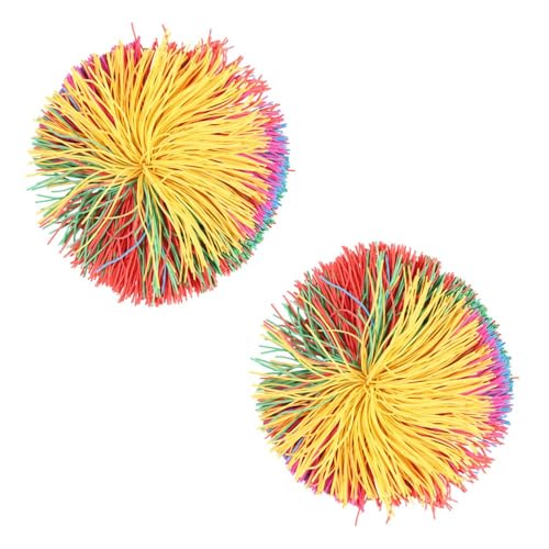 POFET Stringy Balls, Stress Balls, Sensory Fidget Stringy Balls, Mitgebsel Wuschelball, Regenbogen Bunt Pom Ball, Silikon Sensorik Bälle für Familienspiele von POFET