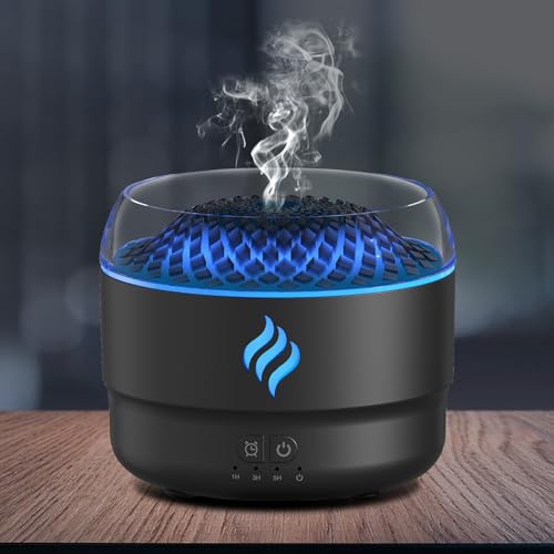 Flammen Aroma Diffuser, Vulkan-Diffuser ätherische Öle mit 7 Farben Licht, 280 ml Duftöl Diffuser mit intelligenter 3-Gang-Timing-Funktion und Trockenbrennschutz für Raumduft Diffuser, Büro (Schwarz) von POFIBO