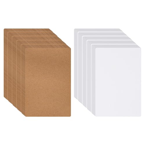 100 Stück A6 Postkarten Blanko,15 x 10 cm Postkarten Blanko,Kraftkarton zum Drucken 350g/m² Blanko Karten postkarten Karteikarten Papier Karten für DIY Kreative Bastelprojekte (Braun/weiß) von POHOVE