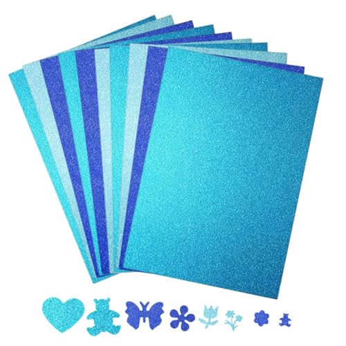 15 Blatt Glitzerpapier zum Basteln,3 Stile Blau Glitterkarton A4 Bunt Glitzer Papier Glitzer Bastelpapier für DIY Grußkarten Scrapbooking Glitter Craft Paper Cardboard von POHOVE