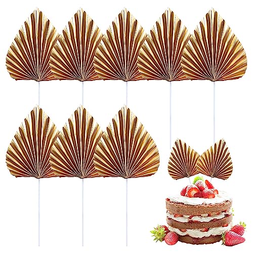 8 Pcs Tortendeko Kuchendeko Boho Tortendeko Tortenaufsatz Palmenblätter Gold Tortendeko Papier Palmenblatt Cake Topper Geburtstag Hochzeit Böhmisch Party Kuchendekoration von POHOVE