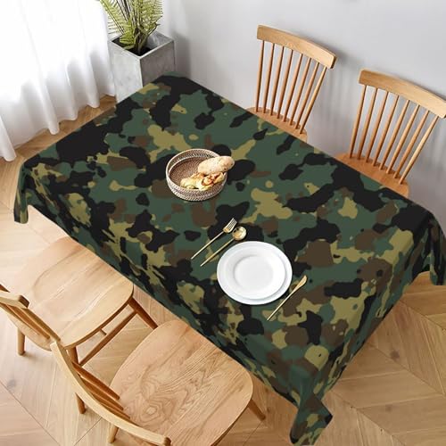 POKIKKJH Quadratische Tischdecke mit Camouflage-Muster aus Polyestergewebe, geeignet für Restaurants, Küche und Partydekoration, geeignet für quadratische Tische, leicht zu reinigen und als von POKIKKJH