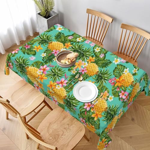 POKIKKJH Quadratische Tischdecke mit tropischen Früchten und Ananas, aus Polyestergewebe, geeignet für Restaurants, Küche und Partydekoration, geeignet für quadratische Tische, leicht zu reinigen und von POKIKKJH