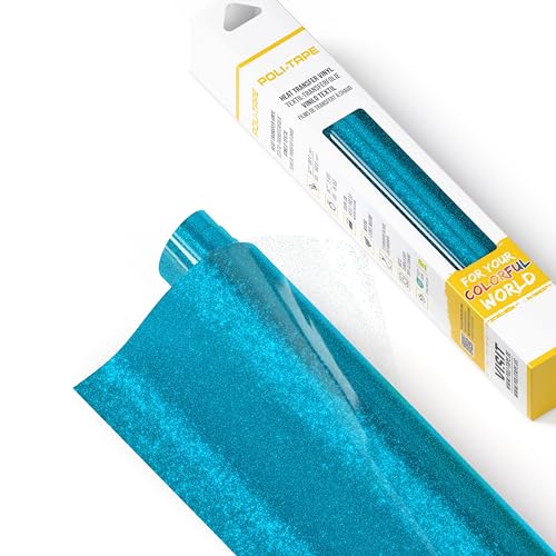 POLI-FLEX® PEARL GLITTER® - Glitzerfolie für Textilien – Flexfolie mit Glitter-Effekt zum Aufbügeln, Plotterfolie für DIY Shirts, Blau, 30,5 cm x 61 cm von POLI-TAPE