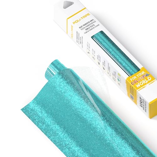 POLI-FLEX® PEARL GLITTER® - Glitzerfolie für Textilien – Flexfolie mit Glitter-Effekt zum Aufbügeln, Plotterfolie für DIY Shirts, Himmelblau, 30,5 cm x 61 cm von POLI-TAPE