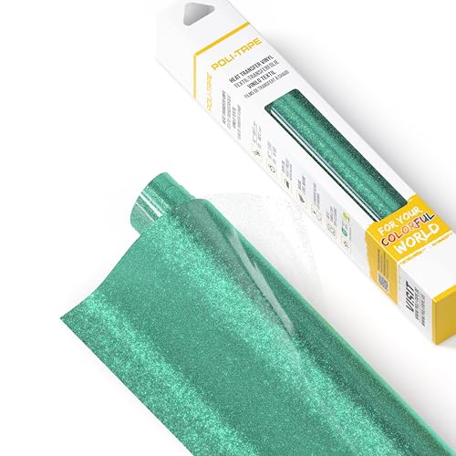 POLI-FLEX® PEARL GLITTER® - Glitzerfolie für Textilien – Flexfolie mit Glitter-Effekt zum Aufbügeln, Plotterfolie für DIY Shirts, Jade, 30,5 cm x 61 cm von POLI-TAPE