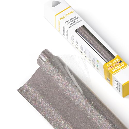 POLI-FLEX® PEARL GLITTER® - Glitzerfolie für Textilien – Flexfolie mit Glitter-Effekt zum Aufbügeln, Plotterfolie für DIY Shirts, Multicolor, 30,5 cm x 61 cm von POLI-TAPE