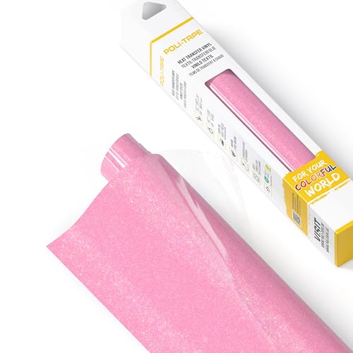 POLI-FLEX® PEARL GLITTER® - Glitzerfolie für Textilien – Flexfolie mit Glitter-Effekt zum Aufbügeln, Plotterfolie für DIY Shirts, Neon Pink, 30,5 cm x 61 cm von POLI-TAPE