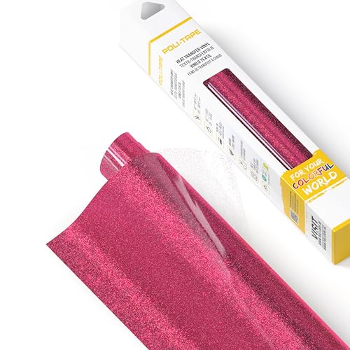 POLI-FLEX® PEARL GLITTER® - Glitzerfolie für Textilien – Flexfolie mit Glitter-Effekt zum Aufbügeln, Plotterfolie für DIY Shirts, Pink, 30,5 cm x 61 cm von POLI-TAPE