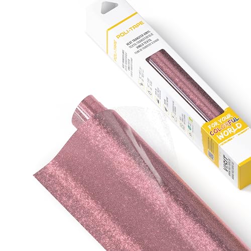 POLI-FLEX® PEARL GLITTER® - Glitzerfolie für Textilien – Flexfolie mit Glitter-Effekt zum Aufbügeln, Plotterfolie für DIY Shirts, Rose Gold, 30,5 cm x 61 cm von POLI-TAPE