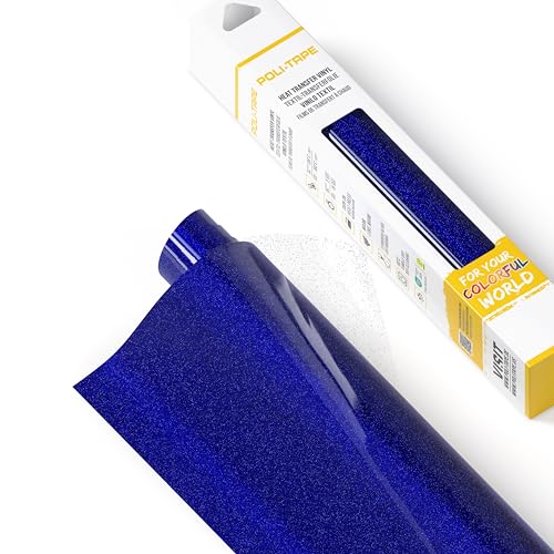 POLI-FLEX® PEARL GLITTER® - Glitzerfolie für Textilien – Flexfolie mit Glitter-Effekt zum Aufbügeln, Plotterfolie für DIY Shirts, Royal Blau, 30,5 cm x 61 cm von POLI-TAPE