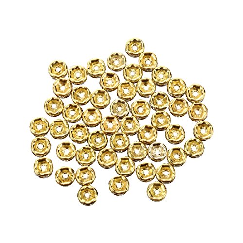 POLISH Lager 50 Gold Perlen Gold Perlen 6mm mit Strasssteinen von POLISH