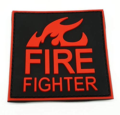 POLIZEIMEMESSHOP - Fire Fighter Rubber Patch PVC Klett - Feuerwehr -Red Line von POLIZEIMEMESSHOP