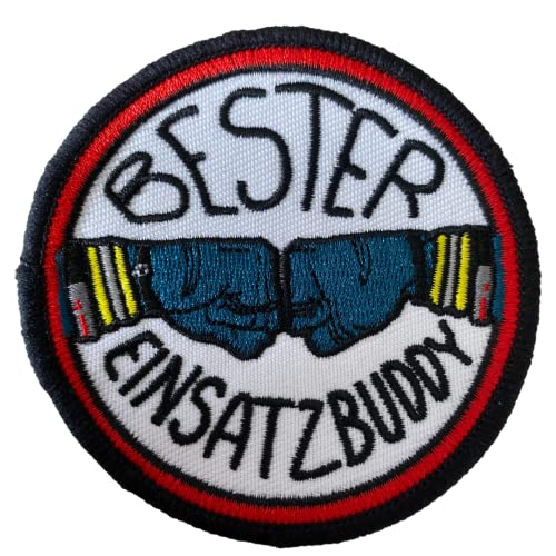 Polizeimemesshop Bester Einsatzbuddy Feuerwehr Textil Patch mit Klett - Feuerwehr - Rettung - Einsatz - Buddy von Polizeimemesshop